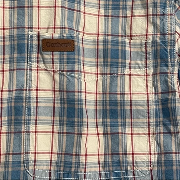 Carhartt shirt Men's S plaid collar Button down pocketed, Logo .100% Cotton - Picture 4 of 11